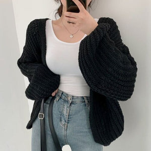 Korean Chic Loose Casual Long Sleeve V Neck Knitted Cardigans Simplr Solid All Match Autumn 2022 Sweaters Fashion Elegant Tops