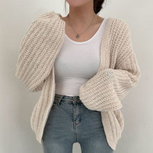 Load image into Gallery viewer, Korean Chic Loose Casual Long Sleeve V Neck Knitted Cardigans Simplr Solid All Match Autumn 2022 Sweaters Fashion Elegant Tops