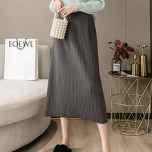 Load image into Gallery viewer, Korean Fashion A-Line High-Waist Skirt Women Elegant Office Lady Midi Knitted 2021 Winter Skirt