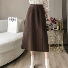 Load image into Gallery viewer, Korean Fashion A-Line High-Waist Skirt Women Elegant Office Lady Midi Knitted 2021 Winter Skirt