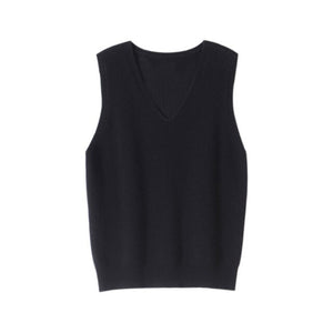 Korean Fashion Autumn 2021 Wool  Knitted Women's Vests  Loose Y2k Top Pullover Casual Pure Color Cashmere Sweaters Ladies