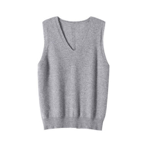 Korean Fashion Autumn 2021 Wool  Knitted Women's Vests  Loose Y2k Top Pullover Casual Pure Color Cashmere Sweaters Ladies