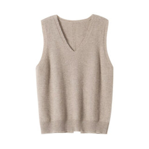 Korean Fashion Autumn 2021 Wool  Knitted Women's Vests  Loose Y2k Top Pullover Casual Pure Color Cashmere Sweaters Ladies