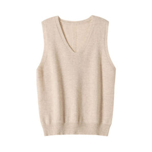 Korean Fashion Autumn 2021 Wool  Knitted Women's Vests  Loose Y2k Top Pullover Casual Pure Color Cashmere Sweaters Ladies