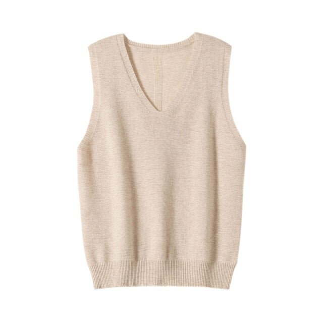 Korean Fashion Autumn 2021 Wool  Knitted Women's Vests  Loose Y2k Top Pullover Casual Pure Color Cashmere Sweaters Ladies
