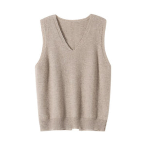Korean Fashion Autumn 2021 Wool  Knitted Women's Vests  Loose Y2k Top Pullover Casual Pure Color Cashmere Sweaters Ladies