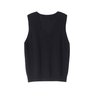 Korean Fashion Autumn 2021 Wool  Knitted Women's Vests  Loose Y2k Top Pullover Casual Pure Color Cashmere Sweaters Ladies