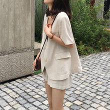 Load image into Gallery viewer, Korean Fashion Casual Loose Two Piece Set Women Short Blazer Coat + Shorts Suits Summer Top Pants 2 Piece Suits Ensemble Femme