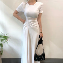 Load image into Gallery viewer, Korean Ladies Summer Short Sleeve Casual Club Party Dress Women Fashion Drawstring Ruched Bodycon Sexy Split Dress