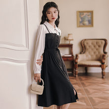 Load image into Gallery viewer, Korean Loose Casual Ladies Black Long Sleeved Midi Dress Autumn Black Stitching Shirt Retro Dresses Y2K Women&#39;s Clothing 2021