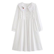 Load image into Gallery viewer, Korean Loose Sweet Kawaii Dress Suit Female Fall Lace V-neck Grop Vest Coat+Cute Embroidered Doll Collar White Dresses Outfits