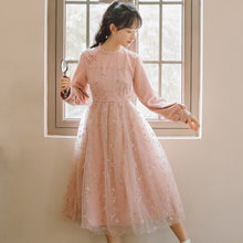 Load image into Gallery viewer, Korean Loose Sweet Mesh Embroidered Dress Fall Robe Femme Pink Vestidos Party Elegant Romantic Fairy Dress Y2K Puff Skirt Lady