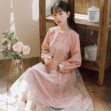 Load image into Gallery viewer, Korean Loose Sweet Mesh Embroidered Dress Fall Robe Femme Pink Vestidos Party Elegant Romantic Fairy Dress Y2K Puff Skirt Lady