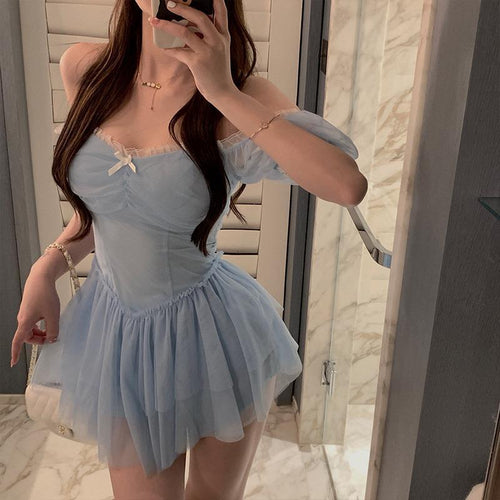 Korean Party Mini Sexy Dress Female Summer High Waist Elegant Kawaii Dress Female Short Sleeve Design Sweet Casual Dress 2021