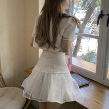 Load image into Gallery viewer, Korean Slim Short Suit Jacket + High Waist All-match Mesh Skirt Two Piece Sets Women Sweet Skirts Suits Conjuntos De Mujer 2021