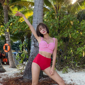 Korean Style Bikini Set Women Biquini Suit Two Pieces Swimwear High Waist Swimsuit Push Up Beach Suit 2020 Femme swimwear