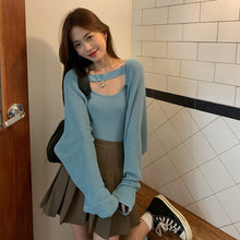 Load image into Gallery viewer, Korean Style Chic Simple Camisole + Loose Casual Knit Cardigans Women Design All Match Fashion Sweater Women Elegant Pull Femme