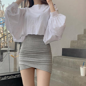 Korean Style Elastic High Waist Bodycon Skirts Women Simple All Match Elegant Sexy Faldas Mujer Spring Summer 2022 Jupe Femme