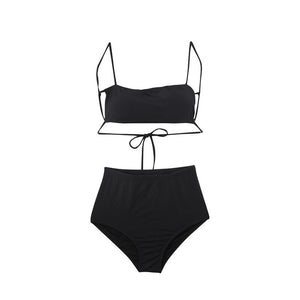 Korean Style High Waist Bikini Set Women Biquini Suit Two Pieces Swimwear Black Swimsuit High Quality Beach Suit 2021 New
