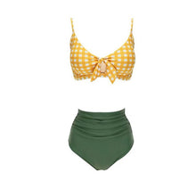 Load image into Gallery viewer, Korean Style High Waist Bikini Set Women Biquini Suit Two Pieces Swimwear Plaid Swimsuit High Quality Beach Suit 2020