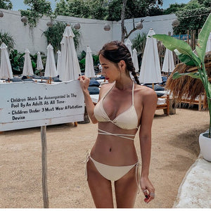 Korean Style Low Waist Bikini Set Women Biquini Suit Two Pieces Swimwear BLUE Swimsuit High Quality Beach Suit 2020 New
