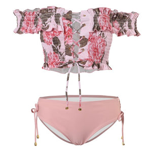 Korean Style Low Waist Bikini Set Women Biquini Suit Two Pieces Swimwear Solid Bandeau Swimsuit High Quality Beach Suit 2020
