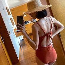 Load image into Gallery viewer, Korean Style One Piece Swimwear Solid Swimwear Bandage Swimsuit Summer Bathing Suit sexy Monokini Push Up Beachwear