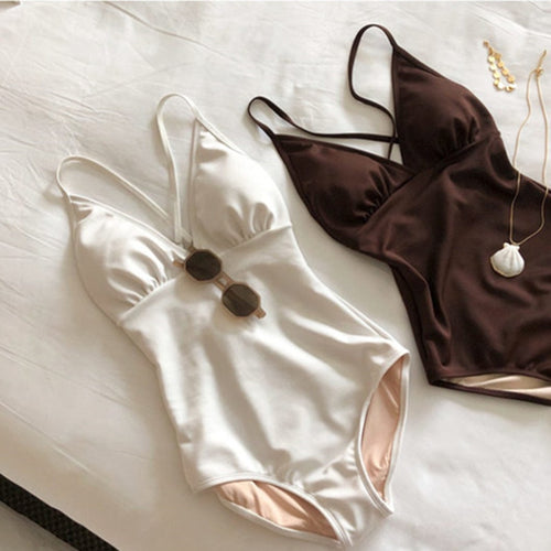 Korean Style One Piece Swimwear Solid Swimwear Push Up Swimsuit High Quality Bathing Suit sexy Monokini Beachwear 2020 New