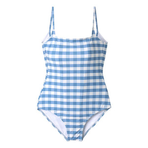 Korean Style One Piece Swimwear Women Padded Swimwear Plaid Swimsuit Bathing Suit sexy Lady Monokini beachwear 2020 New