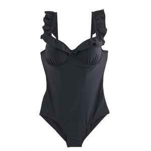 Korean Style One Piece Swimwear Women Padded Swimwear Push Up Swimsuit Bathing Suit sexy Lady Monokini Beachwear Ruffle Swimwear