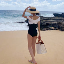 Load image into Gallery viewer, Korean Style One Piece Swimwear Women Padded Swimwear Solid Swimsuit Bathing Suit sexy Lady Monokini Beachwear 2020 New