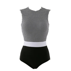 Korean Style One Piece Swimwear Women Plaid Swimwear Padded Swimsuit High Quality Bathing Suit sexy Monokini Beachwear 2021