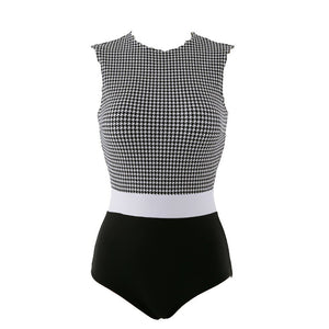 Korean Style One Piece Swimwear Women Plaid Swimwear Padded Swimsuit High Quality Bathing Suit sexy Monokini Beachwear 2021