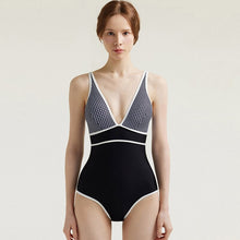Load image into Gallery viewer, Korean Style One Piece Swimwear Women Plaid Swimwear Padded Swimsuit Straps Bathing Suit sexy Monokini Beachwear Backless