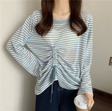 Load image into Gallery viewer, Korean Style Western T-shirt Ins Lazy Knitted Stripes Tops Harajuku T Shirt Women Summer Tee Big Size Japan Young Fashion Girl