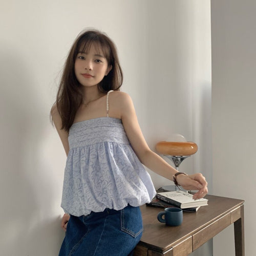 Korean Style Women Boluse Sexy Vest Young Girl Summer Fashion Club Party Tops 2021 New Casual Loose Sweet Boho Tee Female Cloth