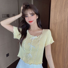 Load image into Gallery viewer, Korean Summer Fashion All-match Blouse Bowknot Design Knit Sweater + High Waist Pleated Skirt Suits Women Skirt Two Piece Set