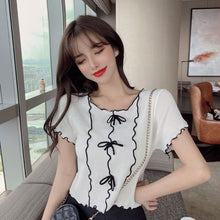 Load image into Gallery viewer, Korean Summer Fashion All-match Blouse Bowknot Design Knit Sweater + High Waist Pleated Skirt Suits Women Skirt Two Piece Set