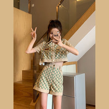 Load image into Gallery viewer, Korean Version of High Waist Shorts Children&#39;s 2021 Summer New Western Style Retro Slim Top Two-piece Women&#39;s Suit