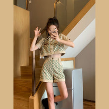Load image into Gallery viewer, Korean Version of High Waist Shorts Children&#39;s 2021 Summer New Western Style Retro Slim Top Two-piece Women&#39;s Suit