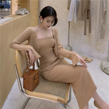 Load image into Gallery viewer, Korean Women 3 Piece Set  Elegant knitting Cardigan + Sexy Vest + High waist Pencil Skirt Outfit