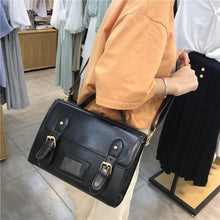 Load image into Gallery viewer, Korean vintage Women handbag preppy style female shoulder bag pu leather ladies Totes girl messenger bags bolsas femininas balck
