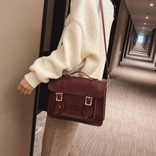 Load image into Gallery viewer, Korean vintage Women handbag preppy style female shoulder bag pu leather ladies Totes girl messenger bags bolsas femininas balck