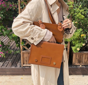 Korean vintage Women handbag preppy style female shoulder bag pu leather ladies Totes girl messenger bags bolsas femininas balck