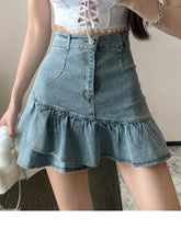 Load image into Gallery viewer, L-4XL plus size fashion short skirt 2021 summer high waist fishtail skirt A-line mini skirt was thin and large size skirt women