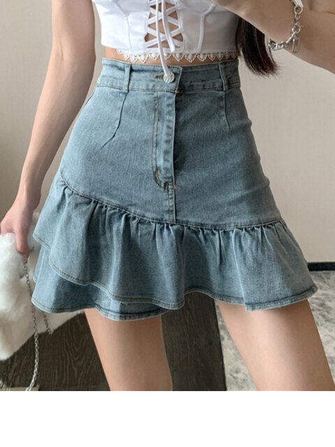 L-4XL plus size fashion short skirt 2021 summer high waist fishtail skirt A-line mini skirt was thin and large size skirt women