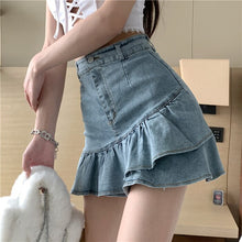 Load image into Gallery viewer, L-4XL plus size fashion short skirt 2021 summer high waist fishtail skirt A-line mini skirt was thin and large size skirt women