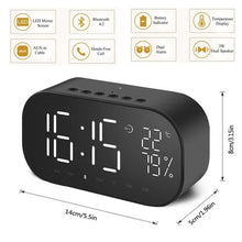 Load image into Gallery viewer, LED Alarm Clock with FM Radio Wireless Bluetooth Speaker Mirror Display Support Aux TF USB Music Player Wireless for Office Home