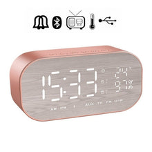 Load image into Gallery viewer, LED Alarm Clock with FM Radio Wireless Bluetooth Speaker Mirror Display Support Aux TF USB Music Player Wireless for Office Home