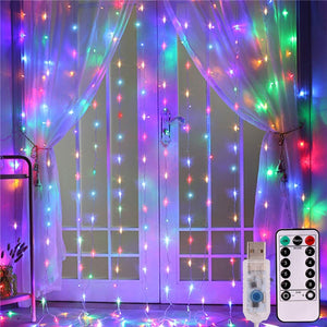 LED Curtain Lights Decoration with Remote 8 Settings USB 5V Christmas Wedding New Year's Garland Decors for Party Home Bedroom